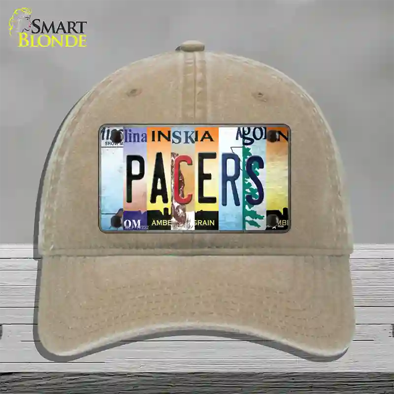 Pacers Strip Art Novelty License Plate Hat Tag Unconstructed Cotton / Khaki