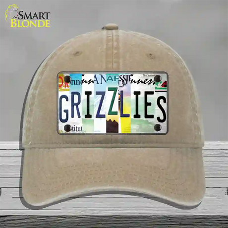 Grizzlies Strip Art Novelty License Plate Hat Tag Unconstructed Cotton / Khaki