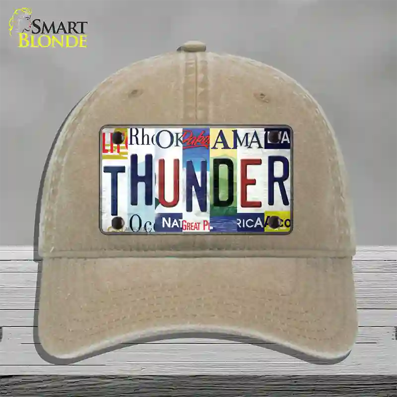 Thunder Strip Art Novelty License Plate Hat Tag Unconstructed Cotton / Khaki