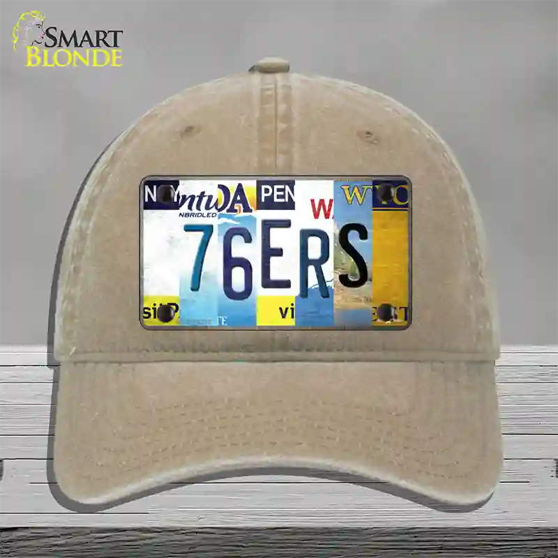 76ers Strip Art Novelty License Plate Hat Tag Unconstructed Cotton / Khaki