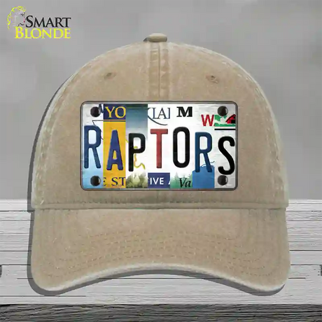 Raptors Strip Art Novelty License Plate Hat Tag Unconstructed Cotton / Khaki