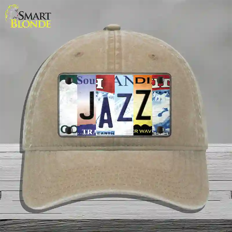 Jazz Strip Art Novelty License Plate Hat Tag Unconstructed Cotton / Khaki