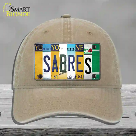 Sabres Strip Art Novelty License Plate Hat Tag Unconstructed Cotton / Khaki