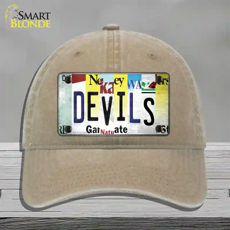 Devils Strip Art Novelty License Plate Hat Tag Unconstructed Cotton / Khaki