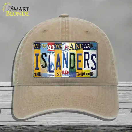 Islanders Strip Art Novelty License Plate Hat Tag Unconstructed Cotton / Khaki