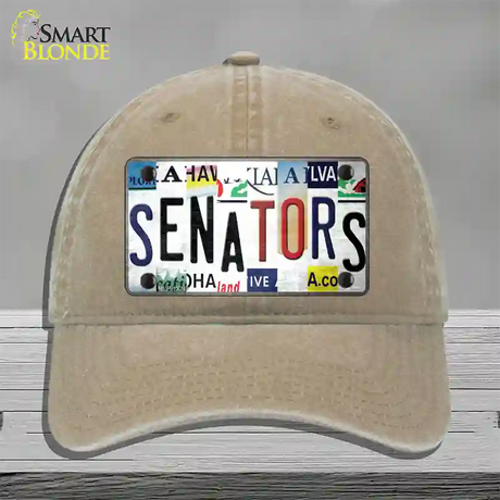 Senators Strip Art Novelty License Plate Hat Tag Unconstructed Cotton / Khaki