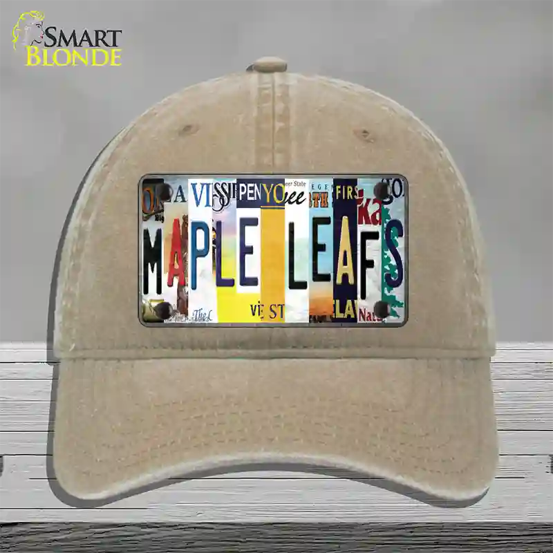 Maple Leafs Strip Art Novelty License Plate Hat Tag Unconstructed Cotton / Khaki