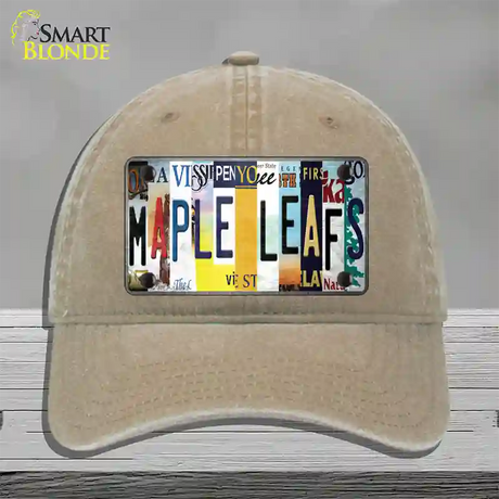 Maple Leafs Strip Art Novelty License Plate Hat Tag Unconstructed Cotton / Khaki