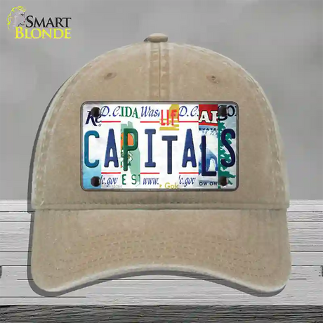 Capitals Strip Art Novelty License Plate Hat Tag Unconstructed Cotton / Khaki