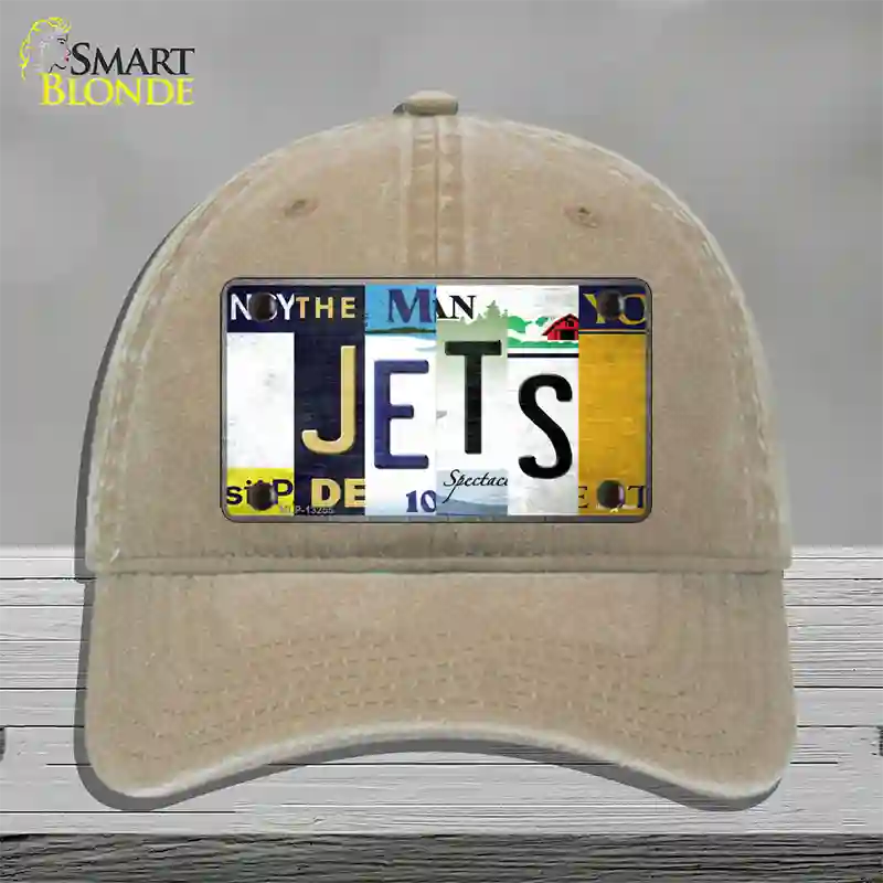 Jets Hockey Strip Art Novelty License Plate Hat Tag Unconstructed Cotton / Khaki