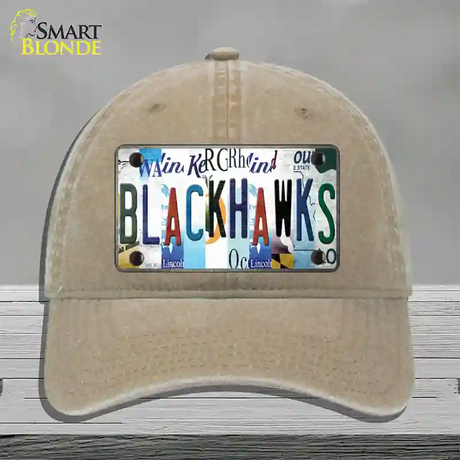 Blackhawks Strip Art Novelty License Plate Hat Tag Unconstructed Cotton / Khaki