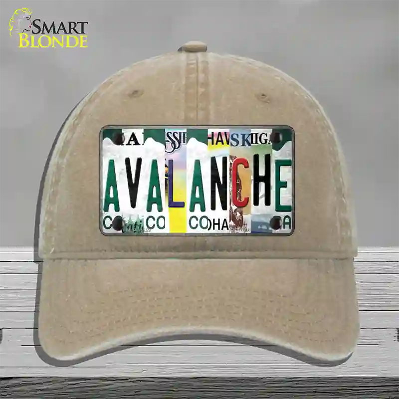 Avalanche Strip Art Novelty License Plate Hat Tag Unconstructed Cotton / Khaki