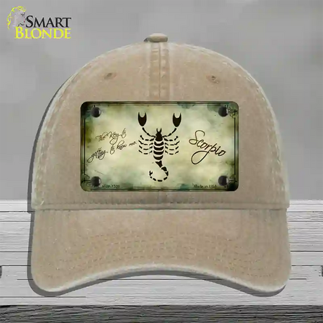 Scorpio Zodiac Novelty License Plate Hat Unconstructed Cotton / Khaki