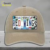 Red Wings Strip Art Novelty License Plate Hat Tag Unconstructed Cotton / Khaki