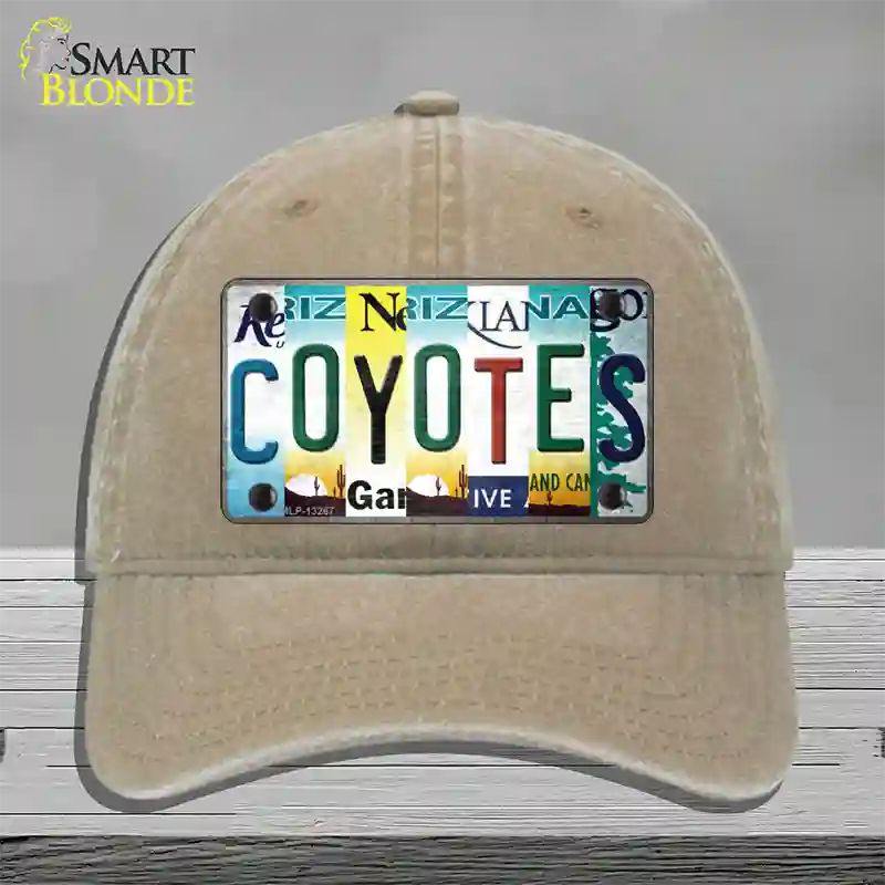 Coyotes Strip Art Novelty License Plate Hat Tag Unconstructed Cotton / Khaki