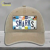 Sharks Strip Art Novelty License Plate Hat Tag Unconstructed Cotton / Khaki