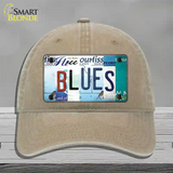 Blues Strip Art Novelty License Plate Hat Tag Unconstructed Cotton / Khaki