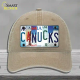 Canucks Strip Art Novelty License Plate Hat Tag Unconstructed Cotton / Khaki