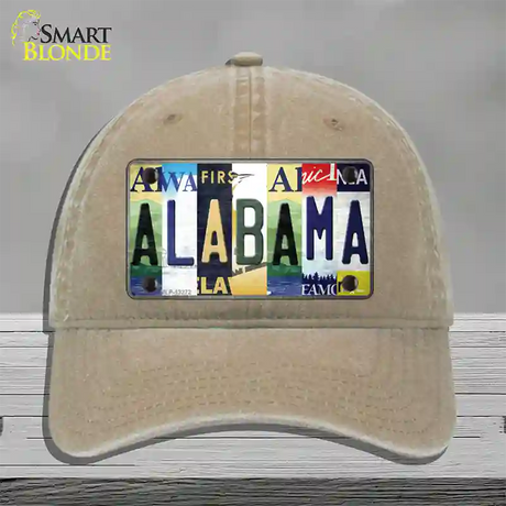 Alabama Strip Art Novelty License Plate Hat Tag Unconstructed Cotton / Khaki