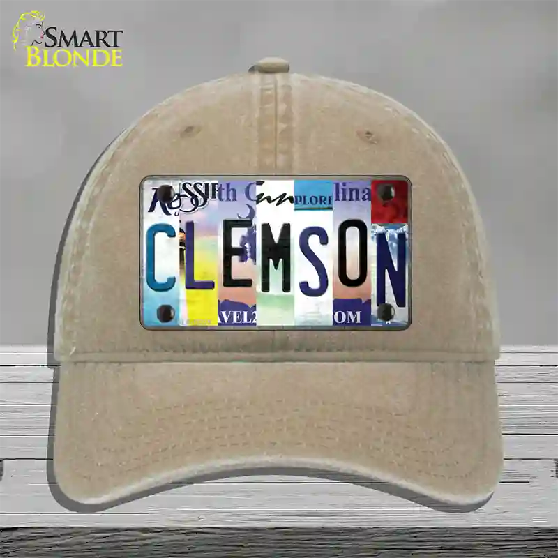 Clemson Strip Art Novelty License Plate Hat Tag Unconstructed Cotton / Khaki