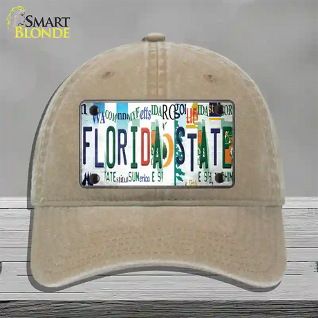 Florida State Strip Art Novelty License Plate Hat Tag Unconstructed Cotton / Khaki