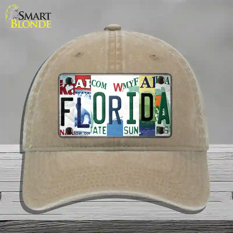 Florida Strip Art Novelty License Plate Hat Tag Unconstructed Cotton / Khaki