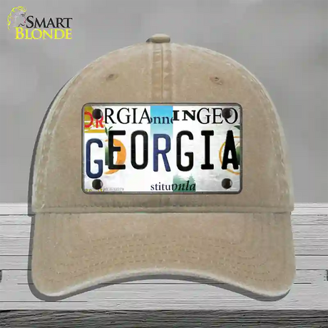 Georgia Strip Art Novelty License Plate Hat Tag Unconstructed Cotton / Khaki