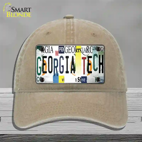 Georgia Tech Strip Art Novelty License Plate Hat Tag Unconstructed Cotton / Khaki