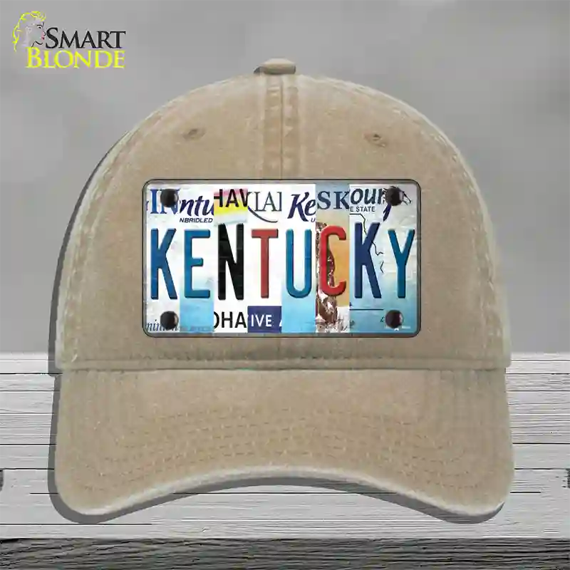 Kentucky Strip Art Novelty License Plate Hat Tag Unconstructed Cotton / Khaki