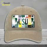 LSU Strip Art Novelty License Plate Hat Tag Unconstructed Cotton / Khaki