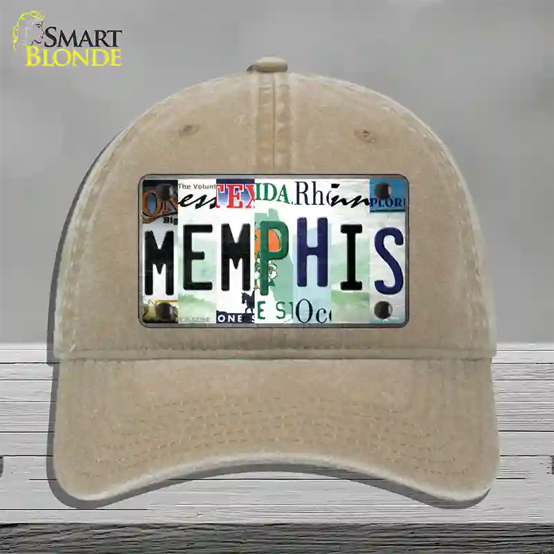 Memphis Strip Art Novelty License Plate Hat Tag Unconstructed Cotton / Khaki