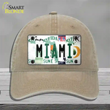 Miami Strip Art Novelty License Plate Hat Tag Unconstructed Cotton / Khaki