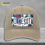 Minnesota Strip Art Novelty License Plate Hat Tag Unconstructed Cotton / Khaki