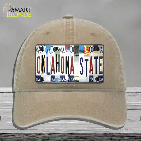 Oklahoma State Strip Art Novelty License Plate Hat Tag Unconstructed Cotton / Khaki