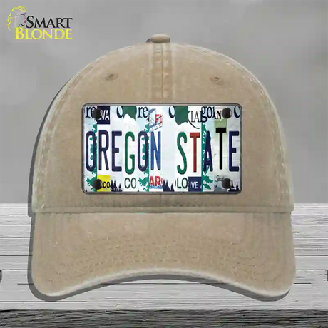 Oregon State Strip Art Novelty License Plate Hat Tag Unconstructed Cotton / Khaki