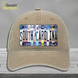 South Carolina Strip Art Novelty License Plate Hat Tag Unconstructed Cotton / Khaki