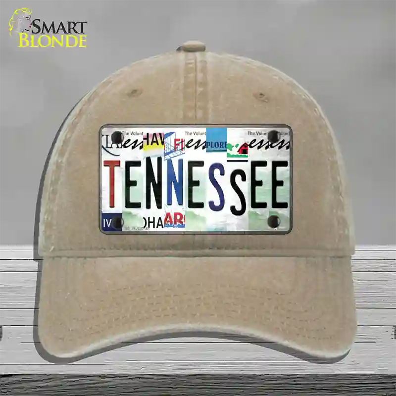 Tennessee Strip Art Novelty License Plate Hat Tag Unconstructed Cotton / Khaki