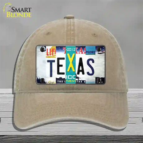 Texas Strip Art Novelty License Plate Hat Tag Unconstructed Cotton / Khaki