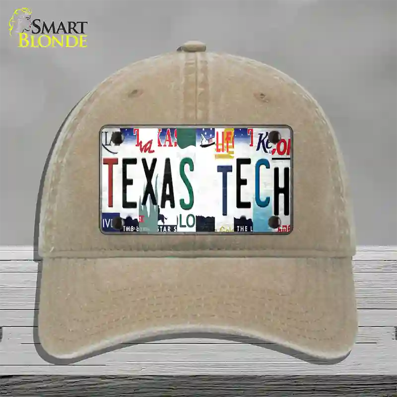 Texas Tech Strip Art Novelty License Plate Hat Tag Unconstructed Cotton / Khaki