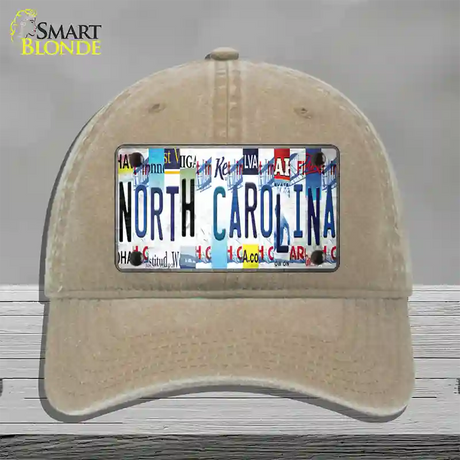 North Carolina Strip Art Novelty License Plate Hat Tag Unconstructed Cotton / Khaki