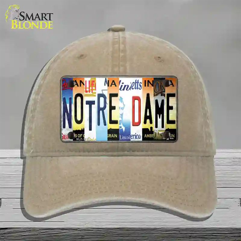 Notre Dame Strip Art Novelty License Plate Hat Tag Unconstructed Cotton / Khaki