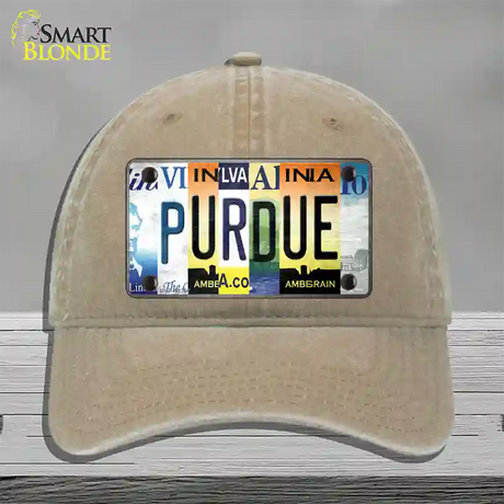 Purdue Strip Art Novelty License Plate Hat Tag Unconstructed Cotton / Khaki