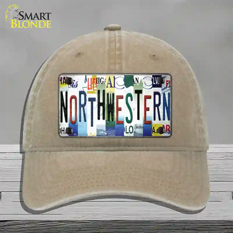 Northwestern Strip Art Novelty License Plate Hat Tag Unconstructed Cotton / Khaki