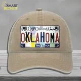 Oklahoma Strip Art Novelty License Plate Hat Tag Unconstructed Cotton / Khaki