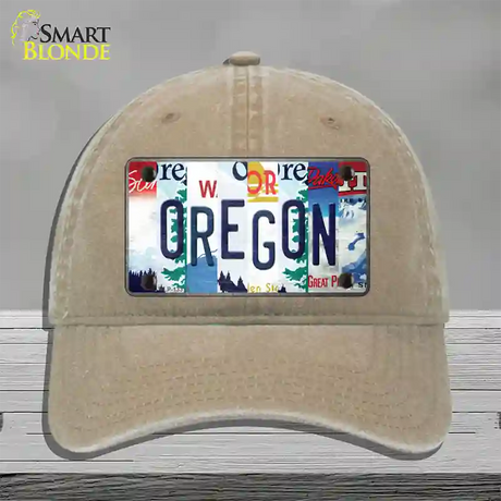 Oregon Strip Art Novelty License Plate Hat Tag Unconstructed Cotton / Khaki