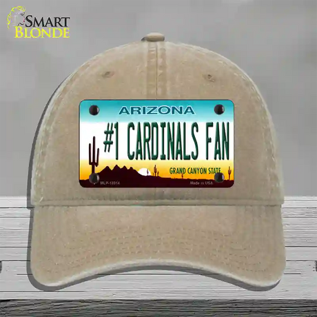 Number 1 Cardinals Fan Novelty License Plate Hat Tag Unconstructed Cotton / Khaki