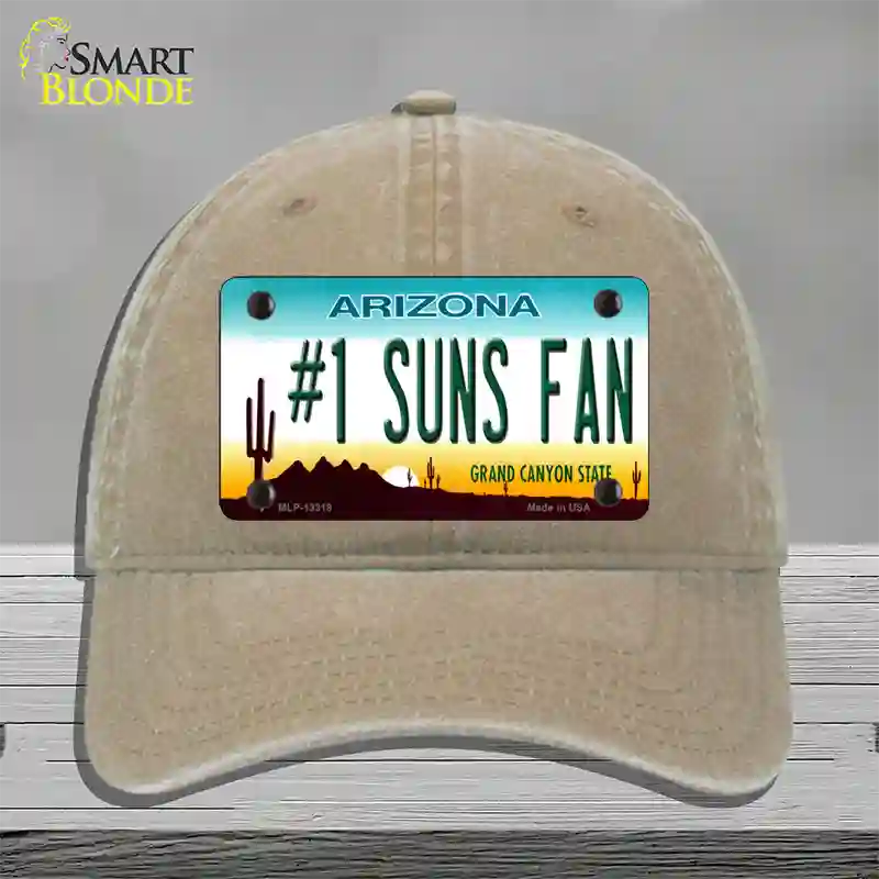 Number 1 Suns Fan Novelty License Plate Hat Tag Unconstructed Cotton / Khaki