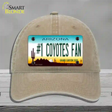 Number 1 Coyotes Fan Novelty License Plate Hat Tag Unconstructed Cotton / Khaki