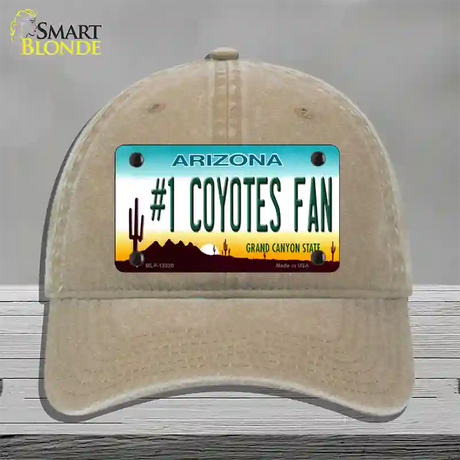 Number 1 Coyotes Fan Novelty License Plate Hat Tag Unconstructed Cotton / Khaki