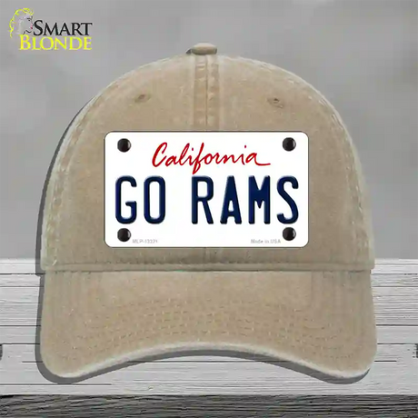 Go Rams Novelty License Plate Hat Tag Unconstructed Cotton / Khaki